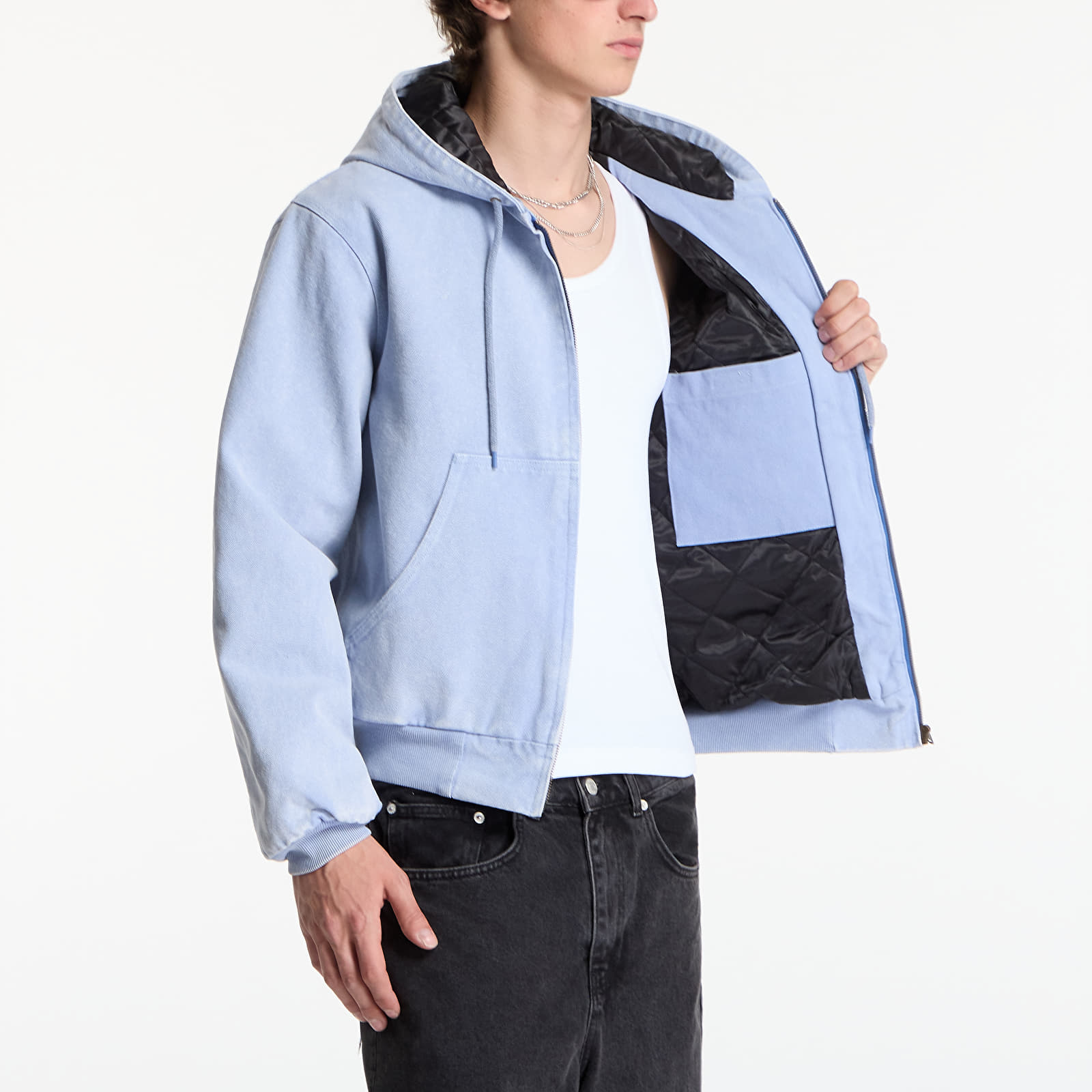 Kurtki Patta Peace Canvas Hooded Jacket UNISEX Light Blue Denim