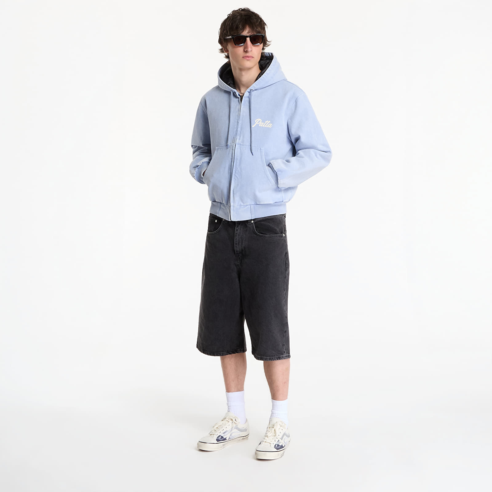 Kurtki Patta Peace Canvas Hooded Jacket UNISEX Light Blue Denim