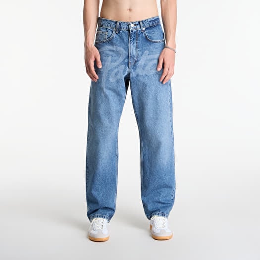 Džínsy Patta Laserprint Whiskers Denim Pants Light Blue Denim
