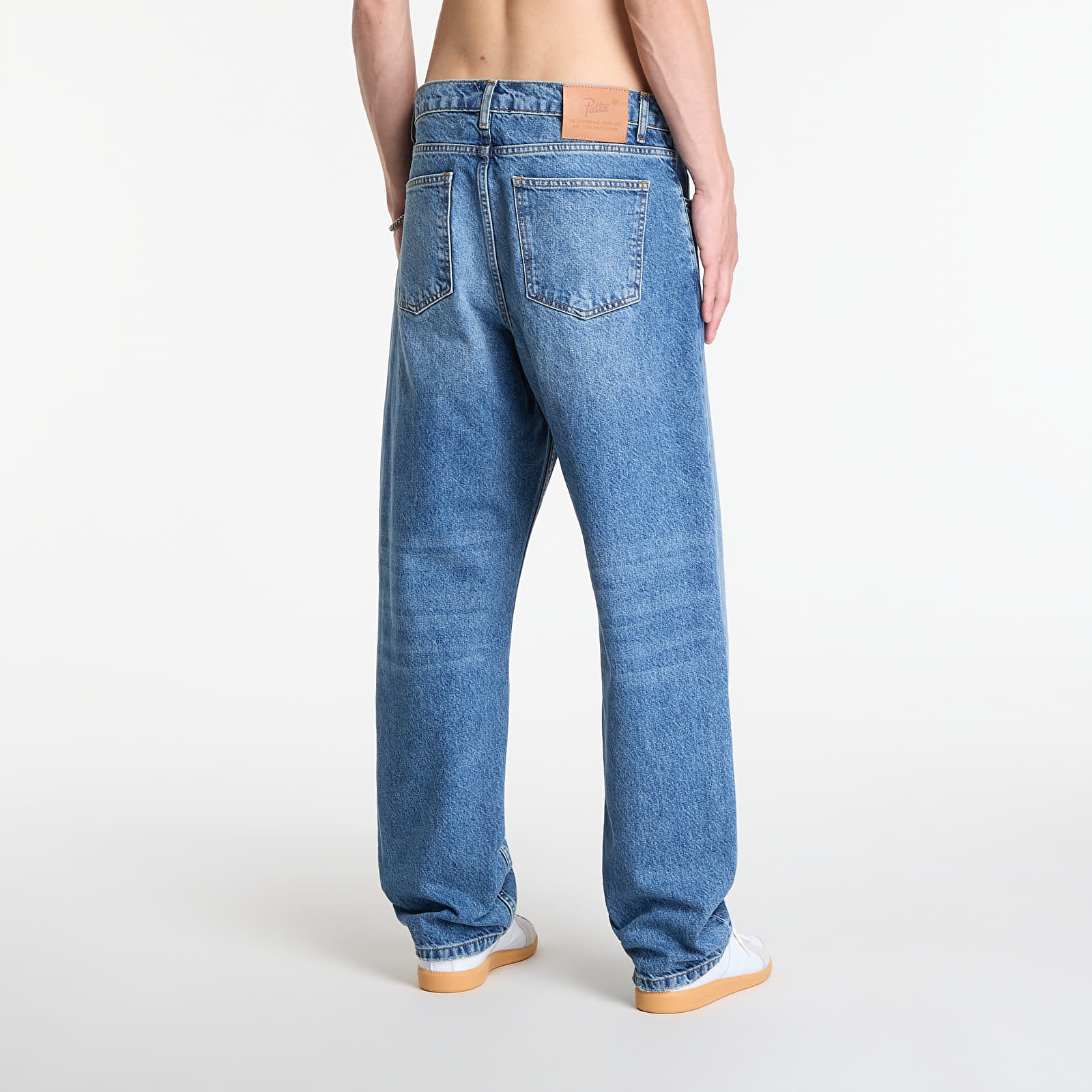 Jeans Patta Laserprint Whiskers Denim Pants Light Blue Denim