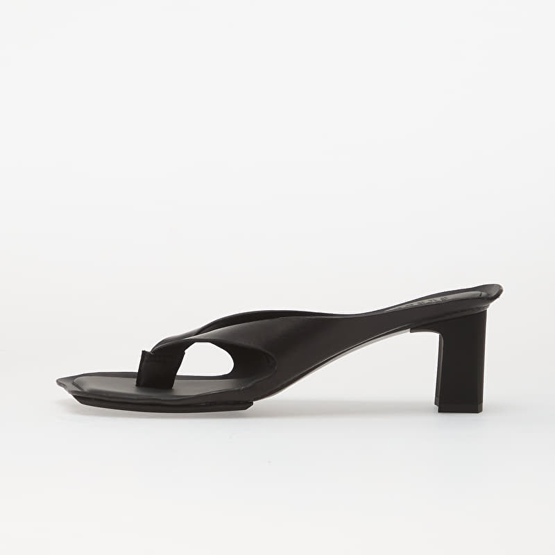 MM6 Anatomic Leather Flip Flop Mules Black