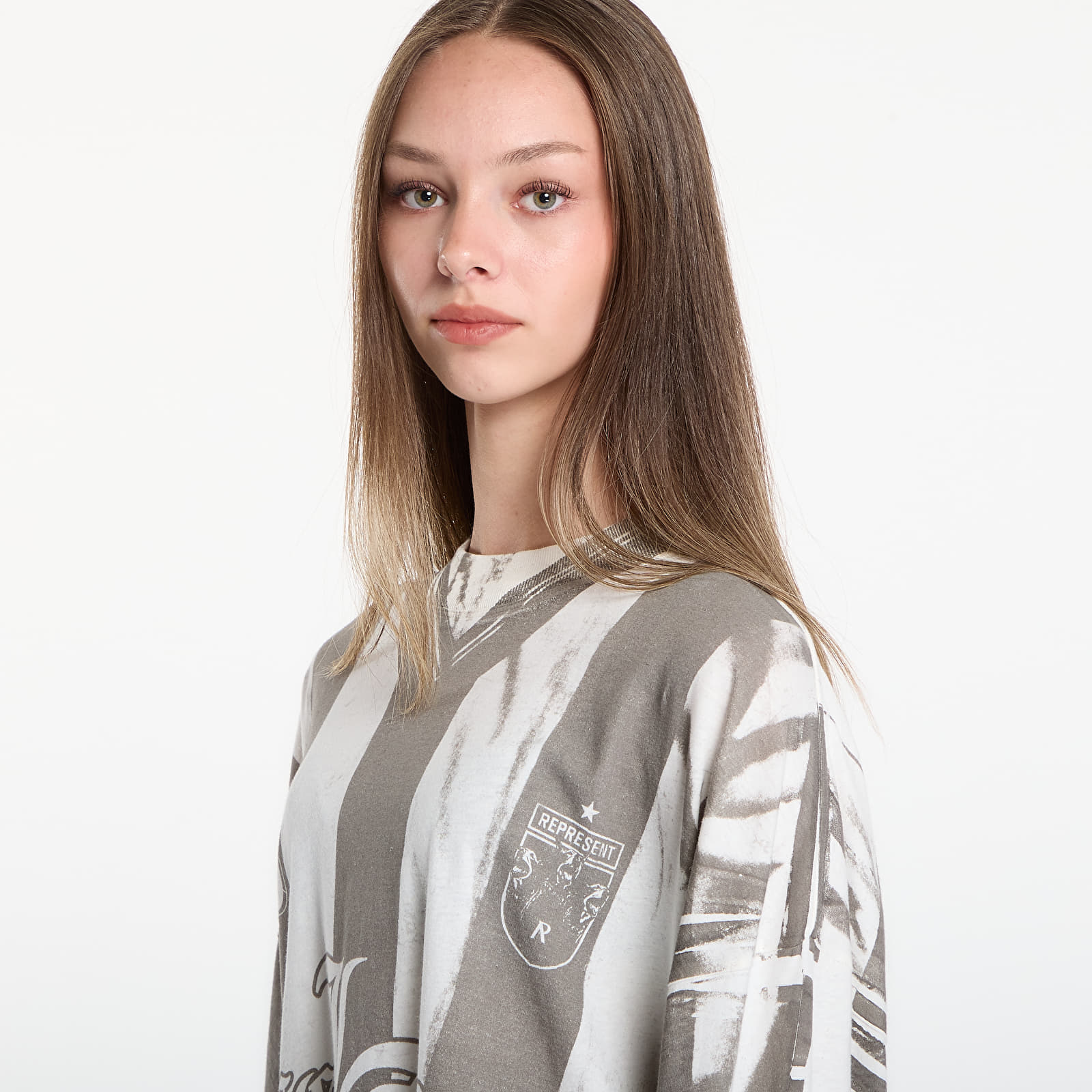 T-särgid REPRESENT Printed Ls Football Top UNISEX Flat White