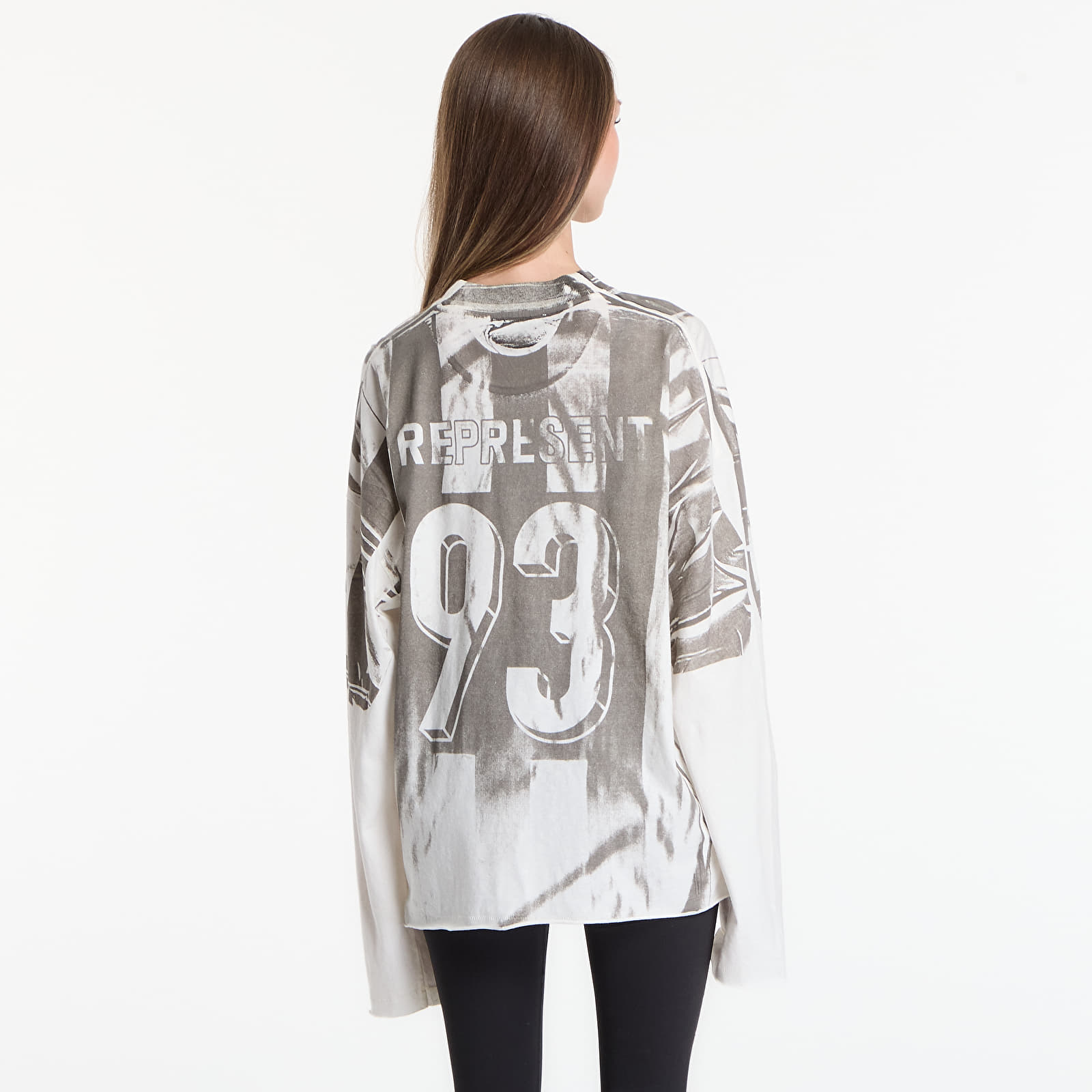 T-särgid REPRESENT Printed Ls Football Top UNISEX Flat White