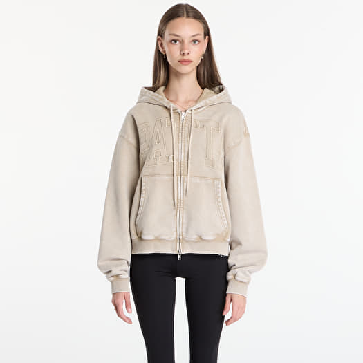 Sweatshirt Patta Loopback Logo Zip Hooded Sweater UNISEX Irish Cream