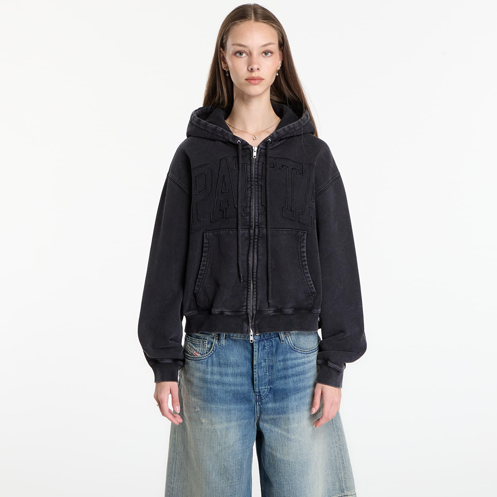 Hoodies and sweatshirts  Patta Loopback Logo Zip Hooded Sweater UNISEX Moonless Night