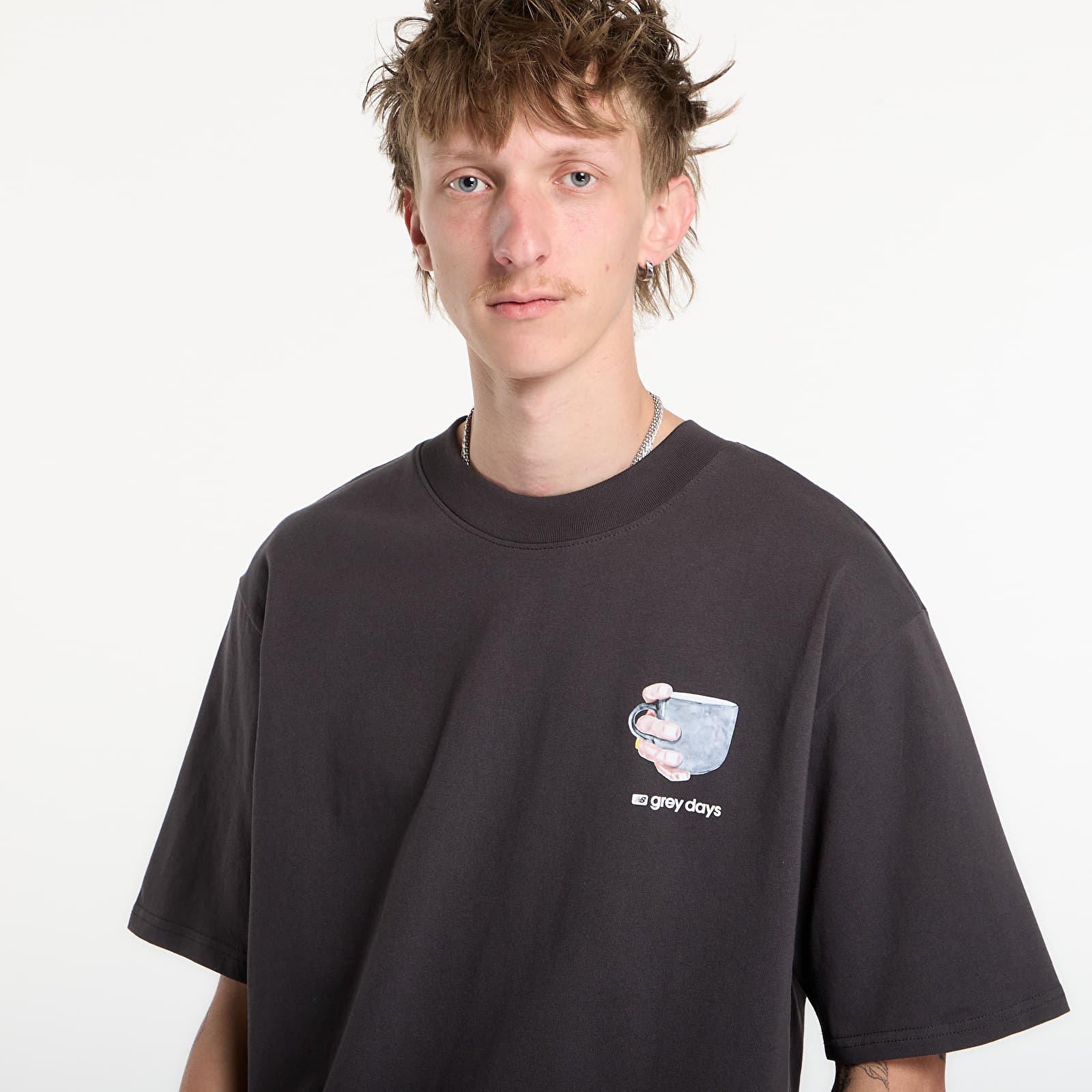 Тениски New Balance Grey Days Coffee Oversized T-Shirt Black Cement