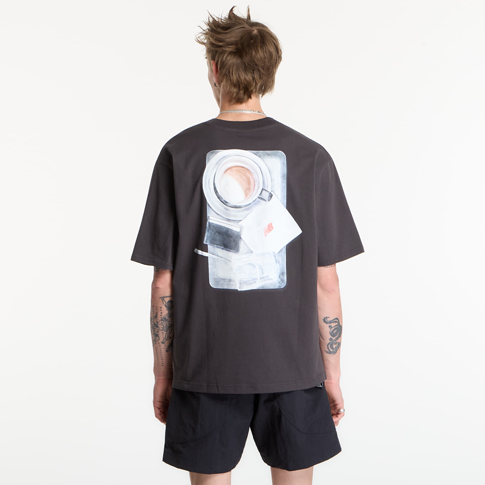 Тениски New Balance Grey Days Coffee Oversized T-Shirt Black Cement