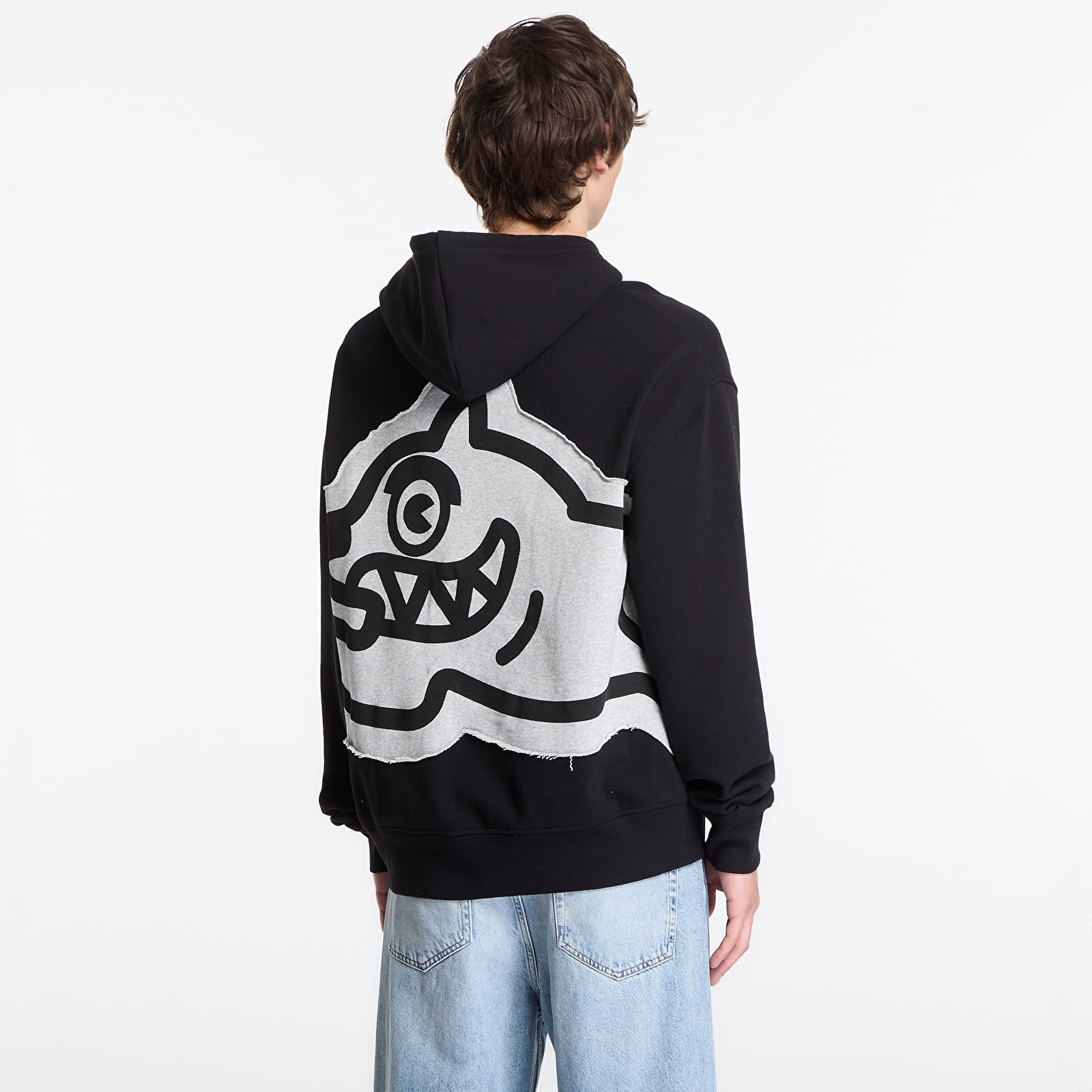 Džemperiai su gobtuvais ir džemperiai Billionaire Boys Club Icecream Applique Jumbo Running Dog Popover Hood Black