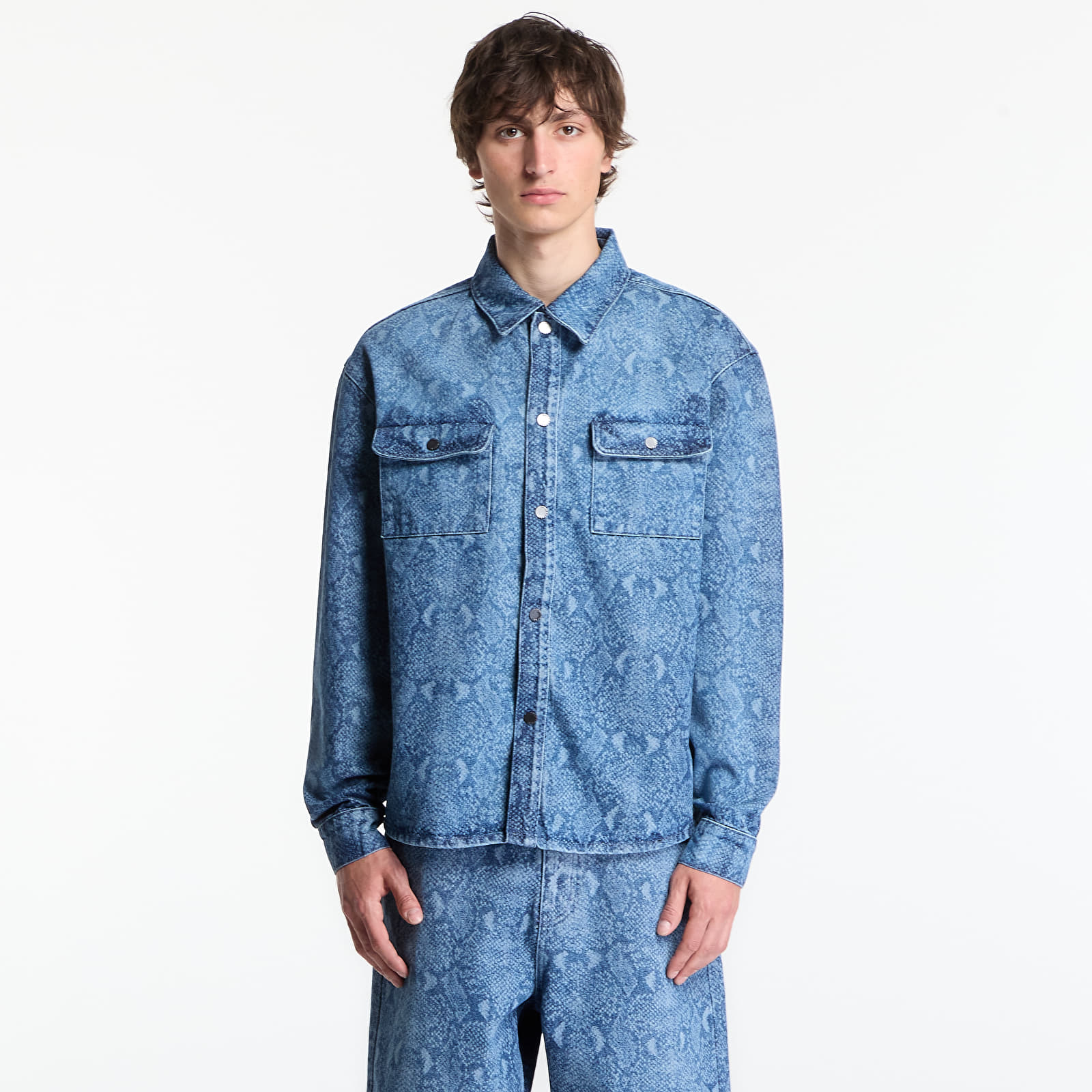 Košile Daily Paper Snake Laser Rahul Denim Shirt Blue