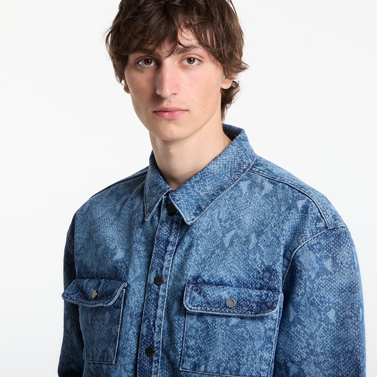 Košile Daily Paper Snake Laser Rahul Denim Shirt Blue