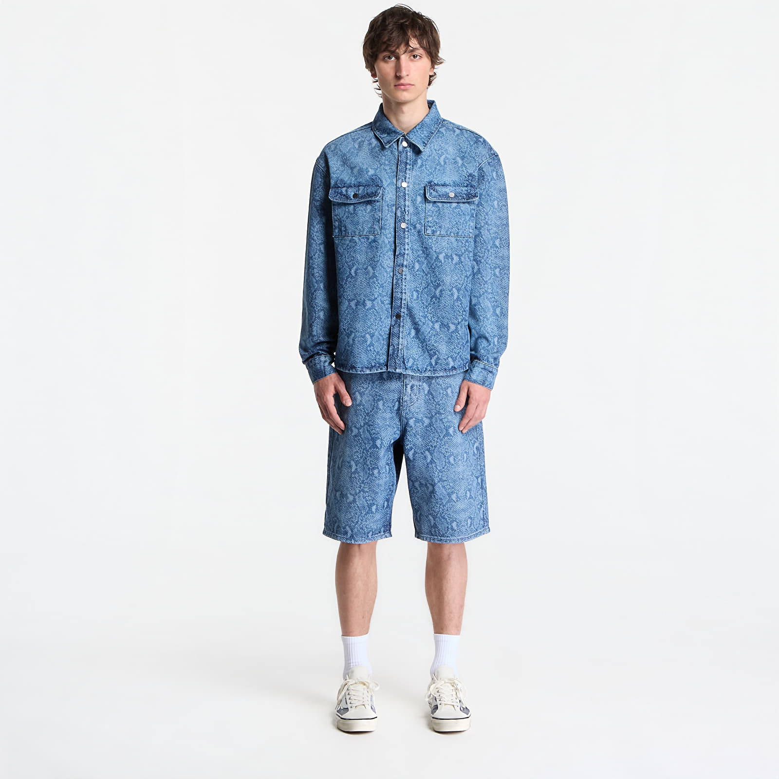 Košile Daily Paper Snake Laser Rahul Denim Shirt Blue