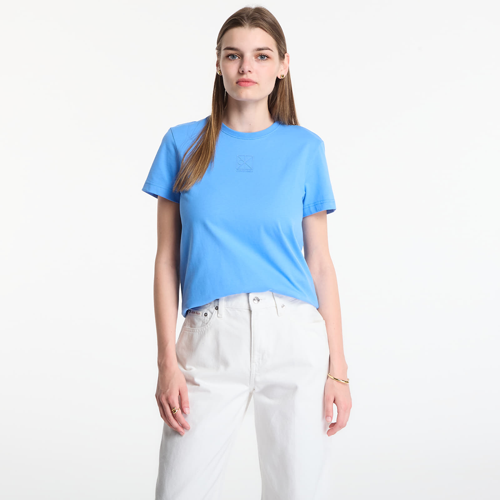 Women's T-shirts Calvin Klein Ss 20S Jersey Emblem Crew Tee Marina