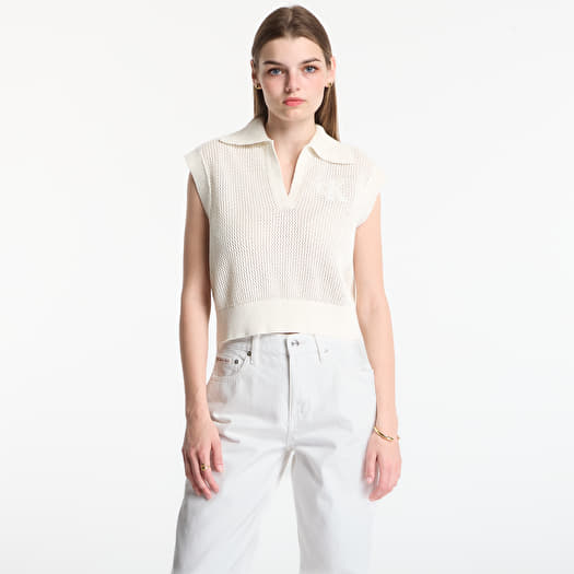 Gilet Calvin Klein Jeans Crochet Cropped Vest Tofu