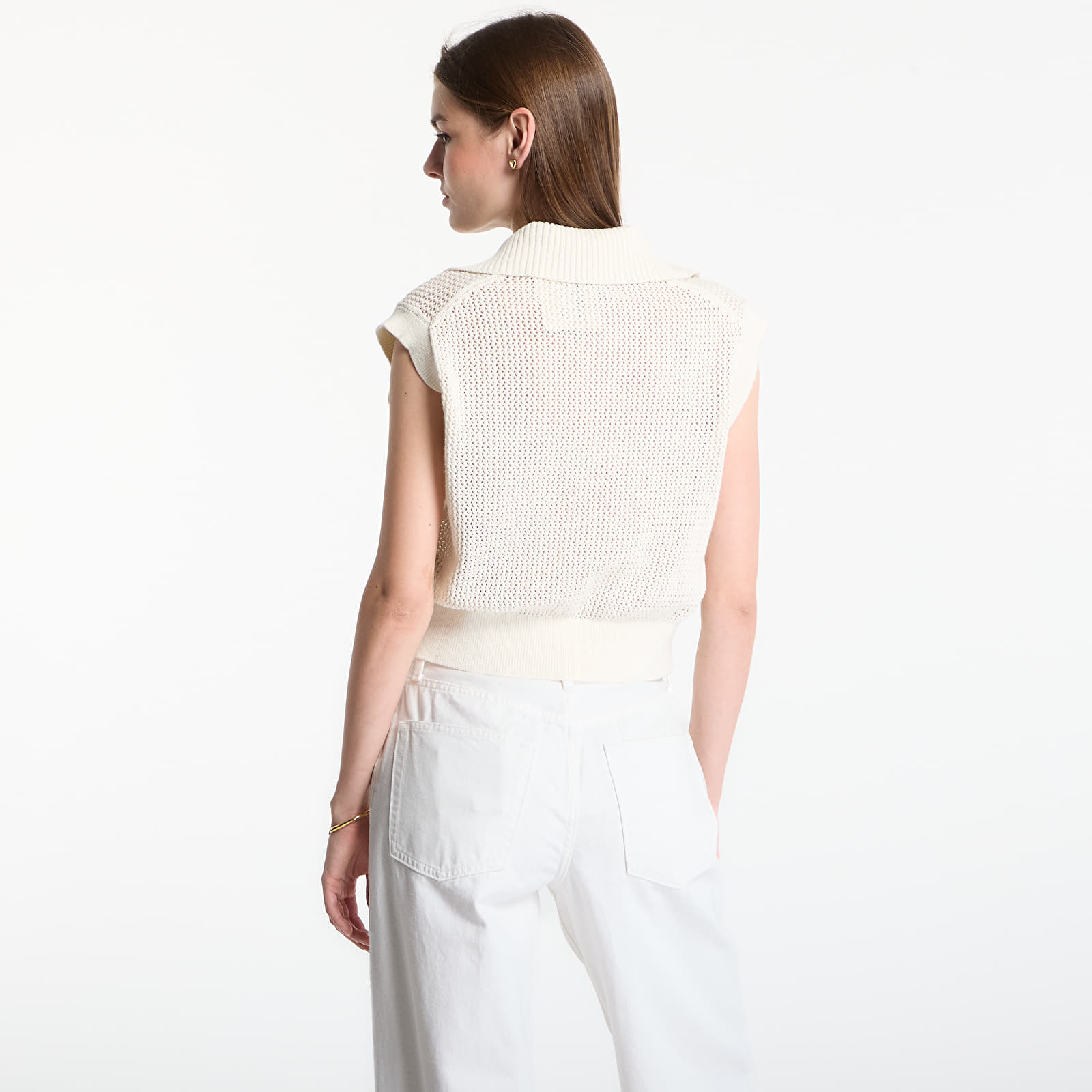 Sieviešu vestes Calvin Klein Jeans Crochet Cropped Vest Tofu