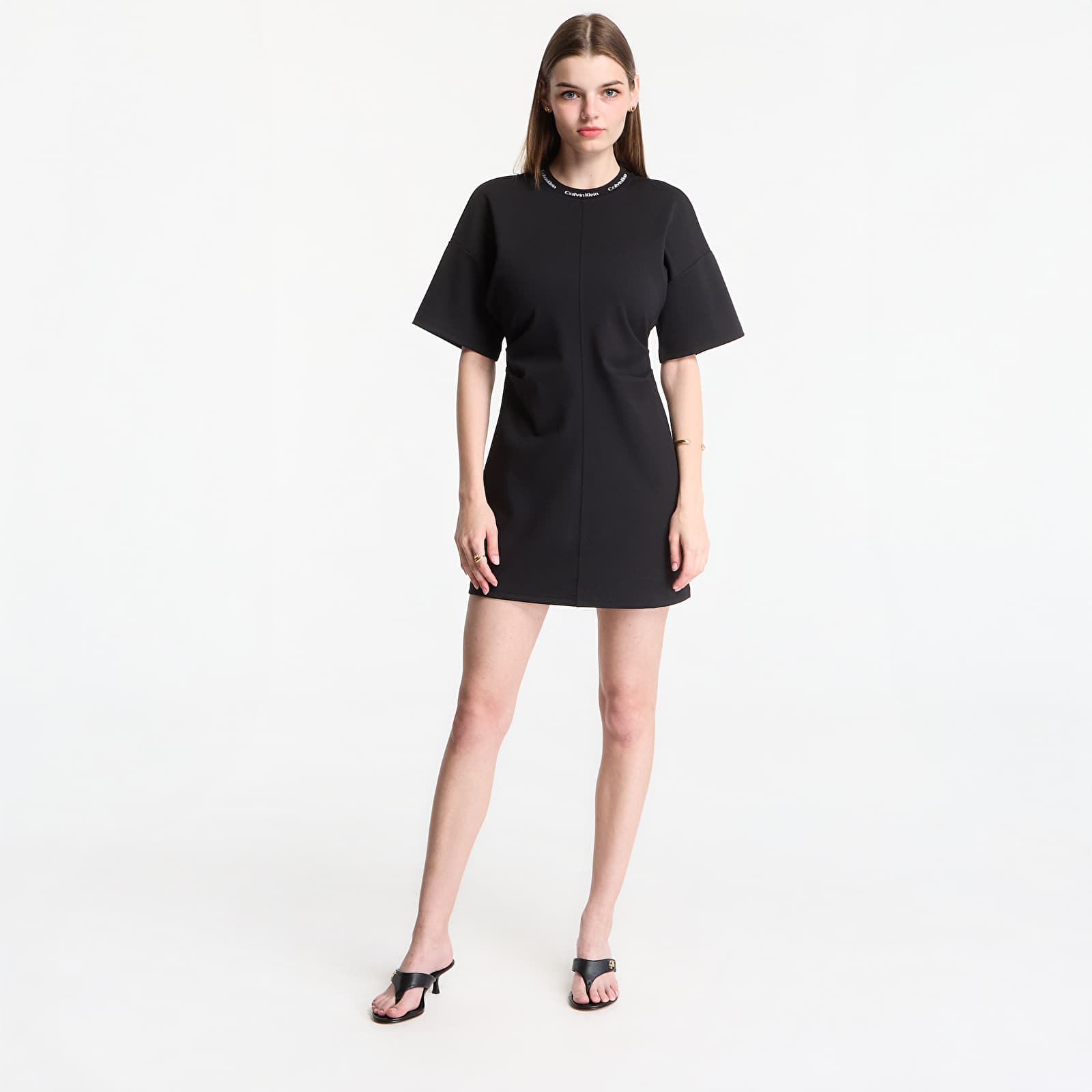 Women's dresses Calvin Klein Jeans Ss Logo Rib Interlock T-Shirt Dress Black