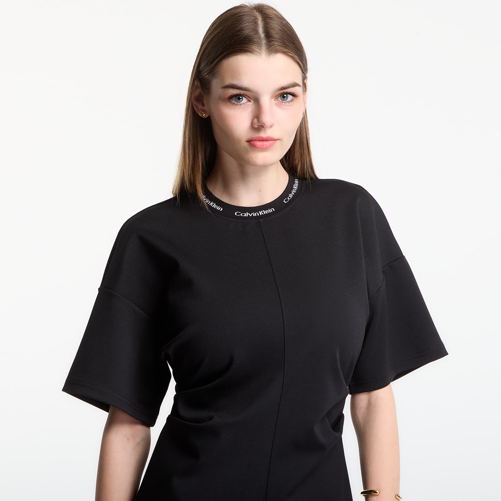 Women's dresses Calvin Klein Jeans Ss Logo Rib Interlock T-Shirt Dress Black