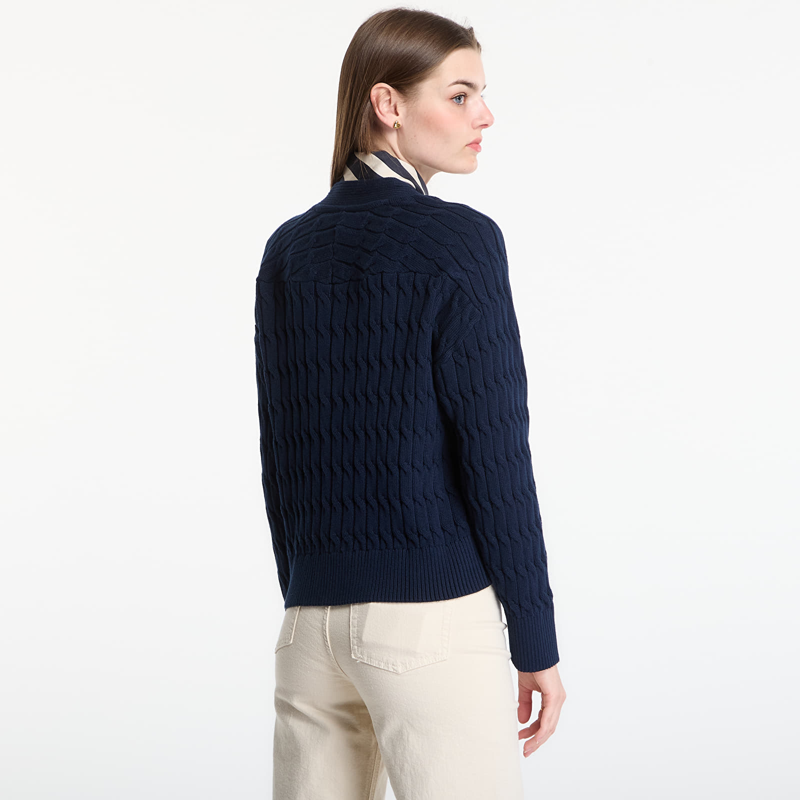 Pulls femme Tommy Hilfiger Mid Gg Cable V-Nk Ls Cardigan Dark Night Navy