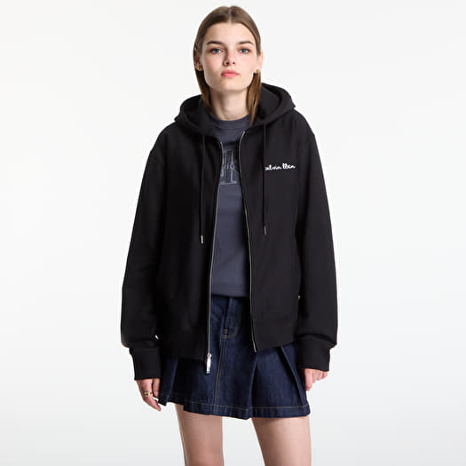 Sweatshirt Calvin Klein LS Prm Tery Script FZ Hoodie Black