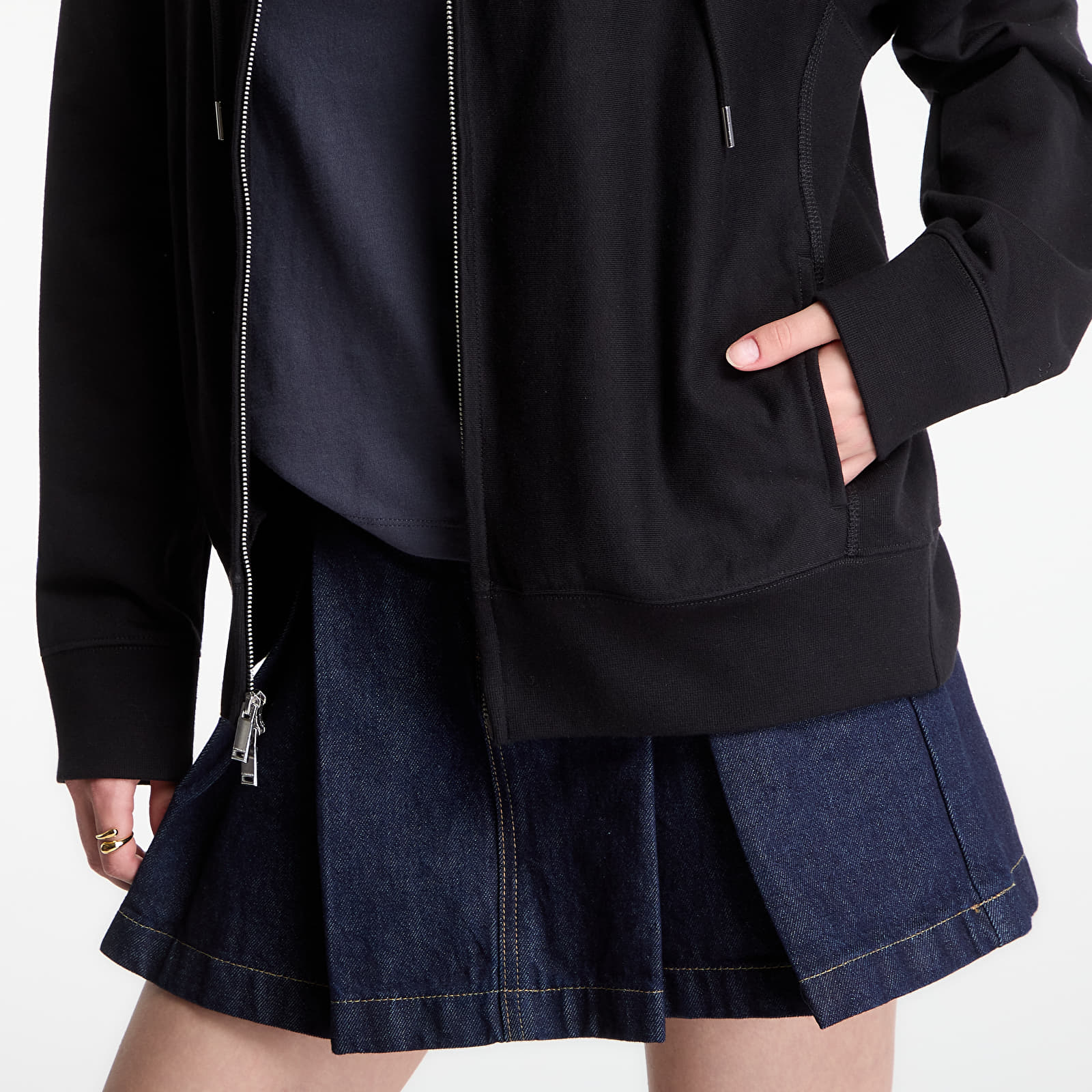 Hoodies für Frauen Calvin Klein LS Prm Tery Script FZ Hoodie Black