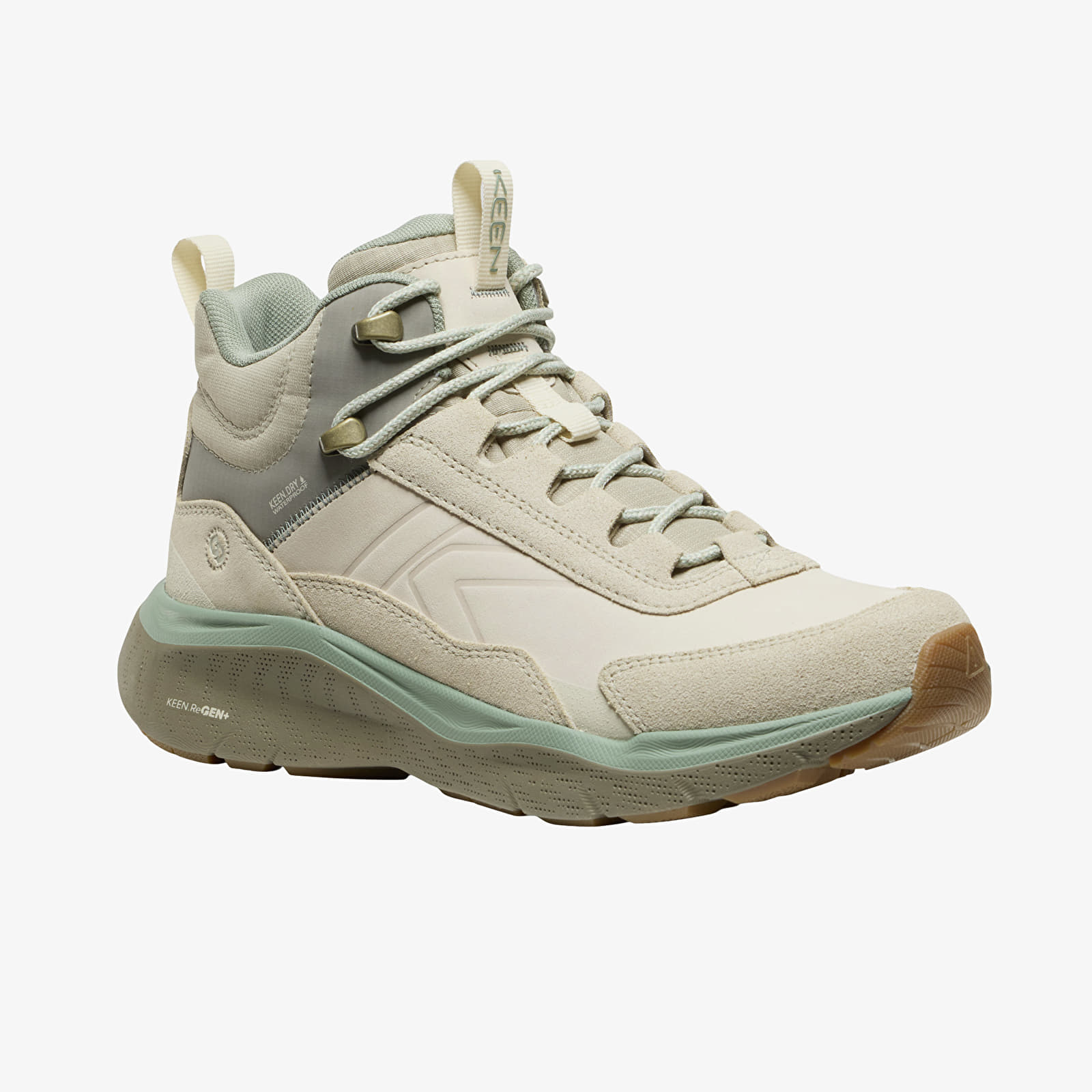 Damen Sneaker und Schuhe KEEN Leiki Leather Mid Wp Women Birch/ Lily Pad