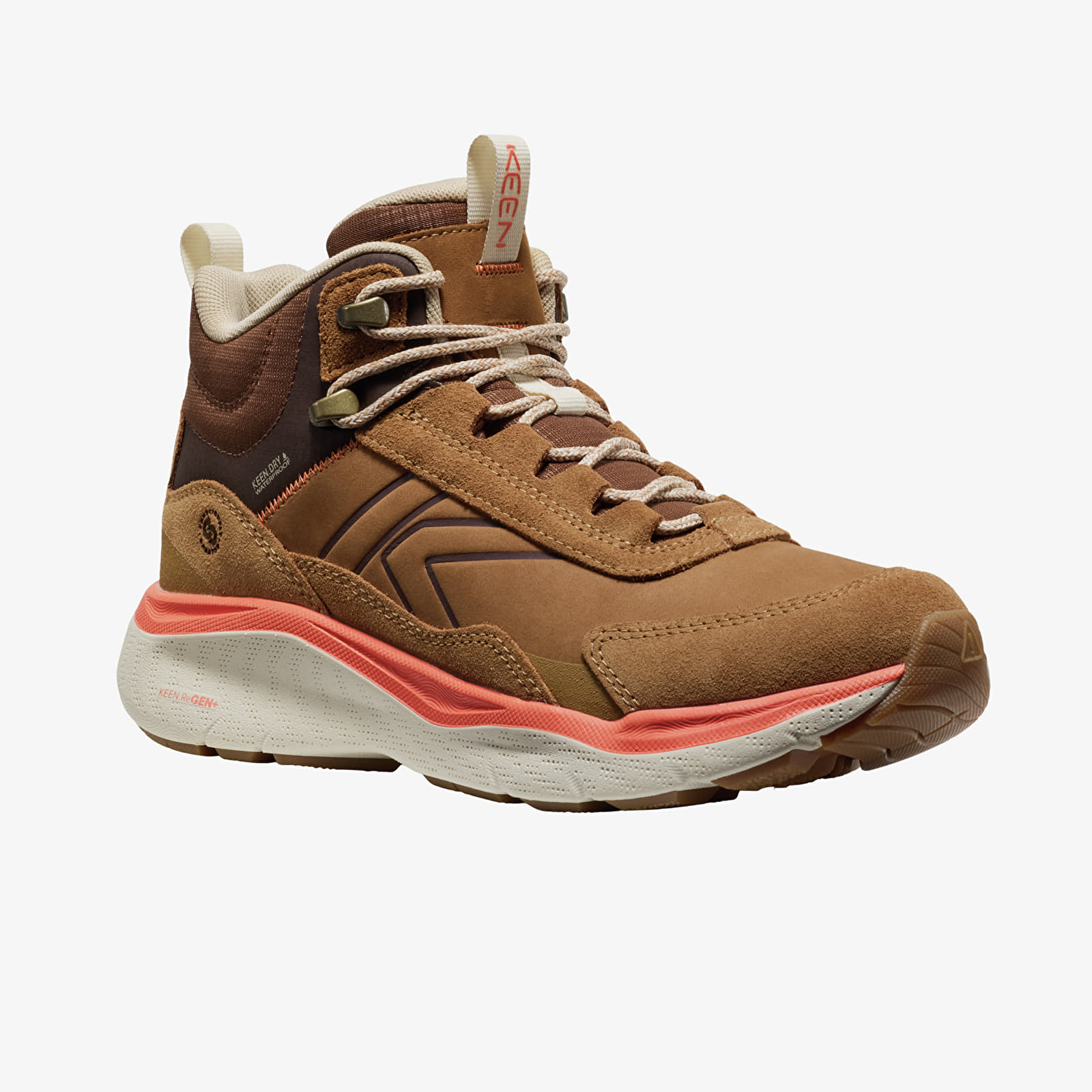 Damen Sneaker und Schuhe KEEN Leiki Leather Mid Wp Women Chipmunk/ Birch