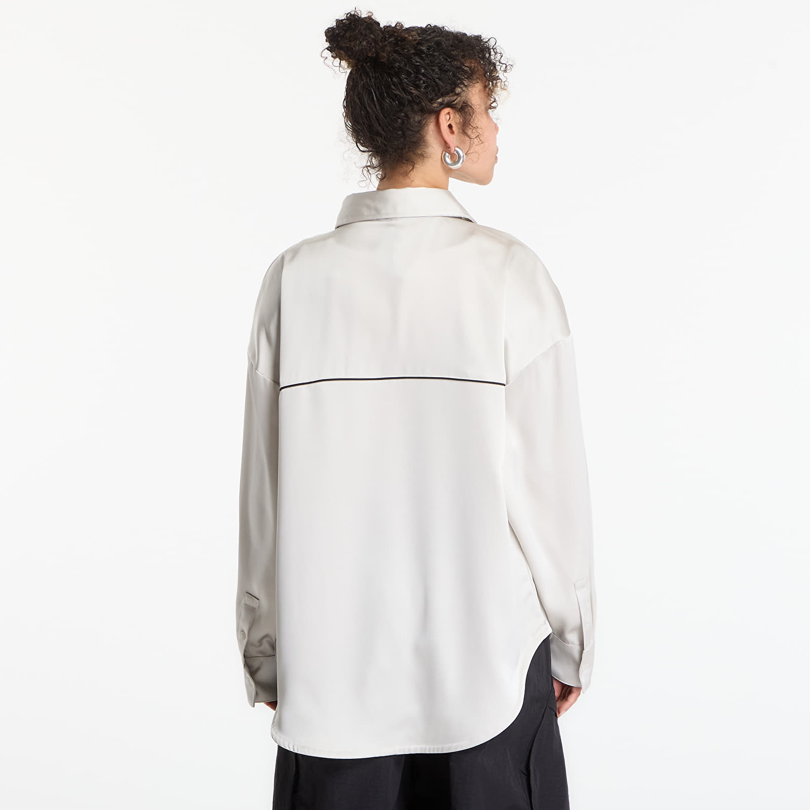 Košele Nike Sportswear Women's Oversized Satin Long-Sleeve Top Light Bone/ Black
