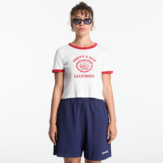 Maglietta Sporty & Rich California Emblem Soft Ringer Tee White/ Ruby
