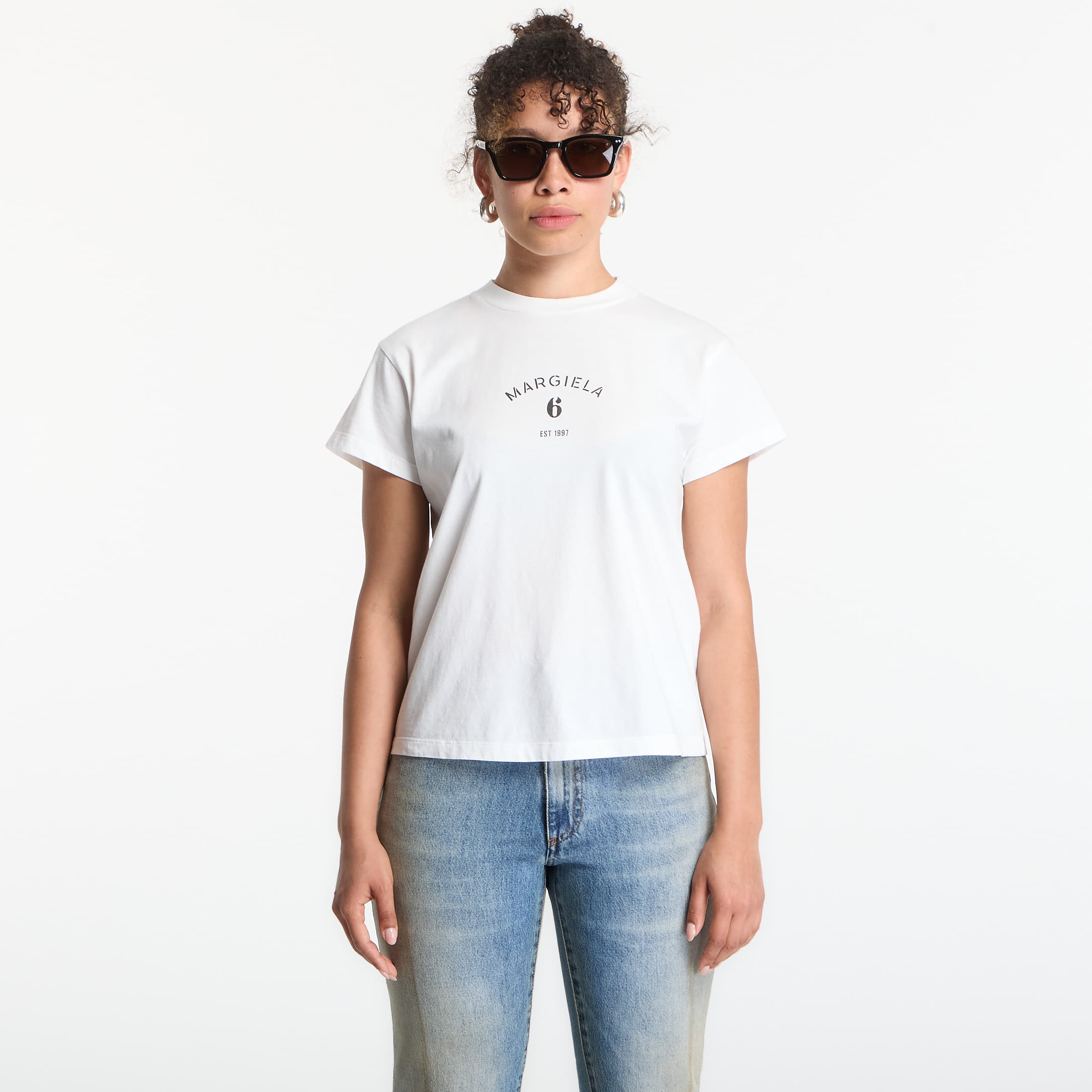 T-shirt MM6 Signature Jersey T-Shirt Off White L