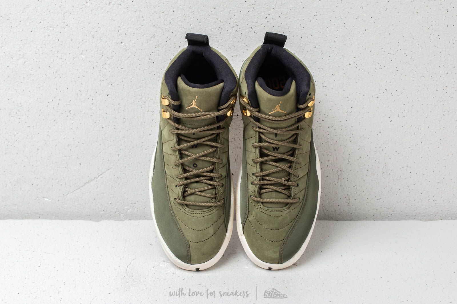 Olive canvas jordan 12 top