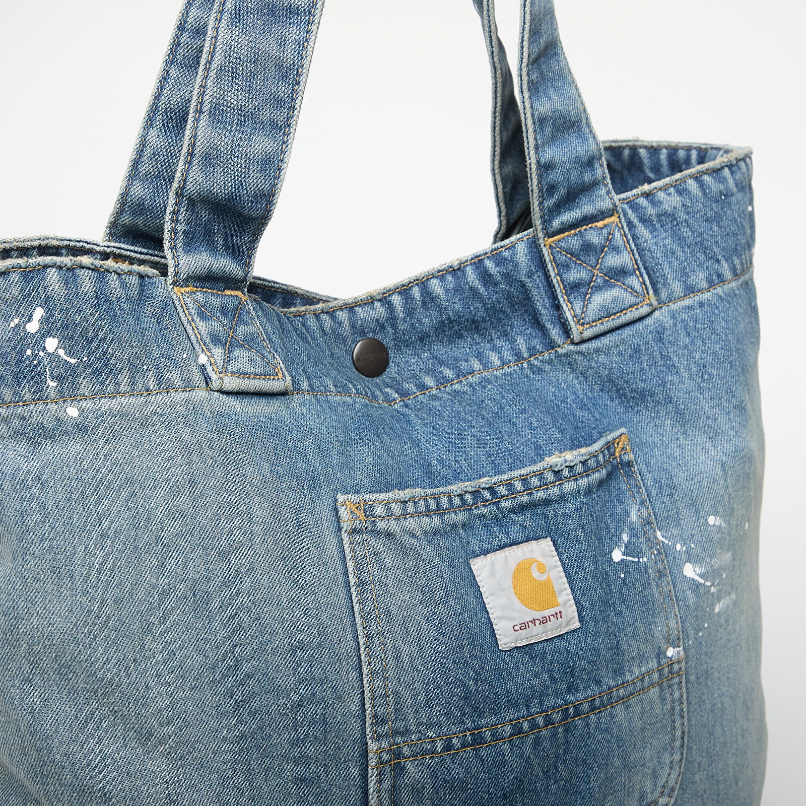 Axelremsväskor för män Carhartt WIP Denim Tote Blue Destroy Wash, Splatter