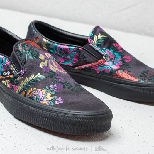 Women s shoes Vans Classic Slip On Festival Satin Black Black Footshop