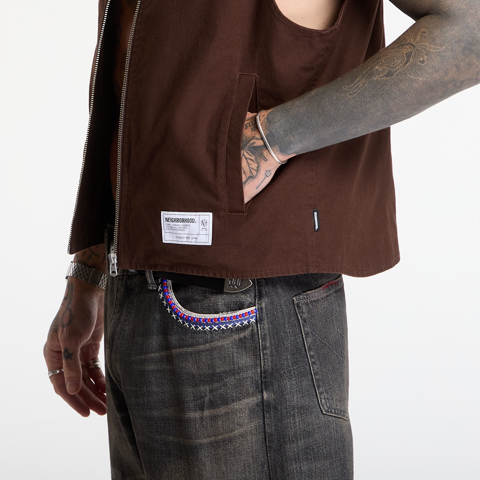 Vester NEIGHBORHOOD Zip Work Vest Brown