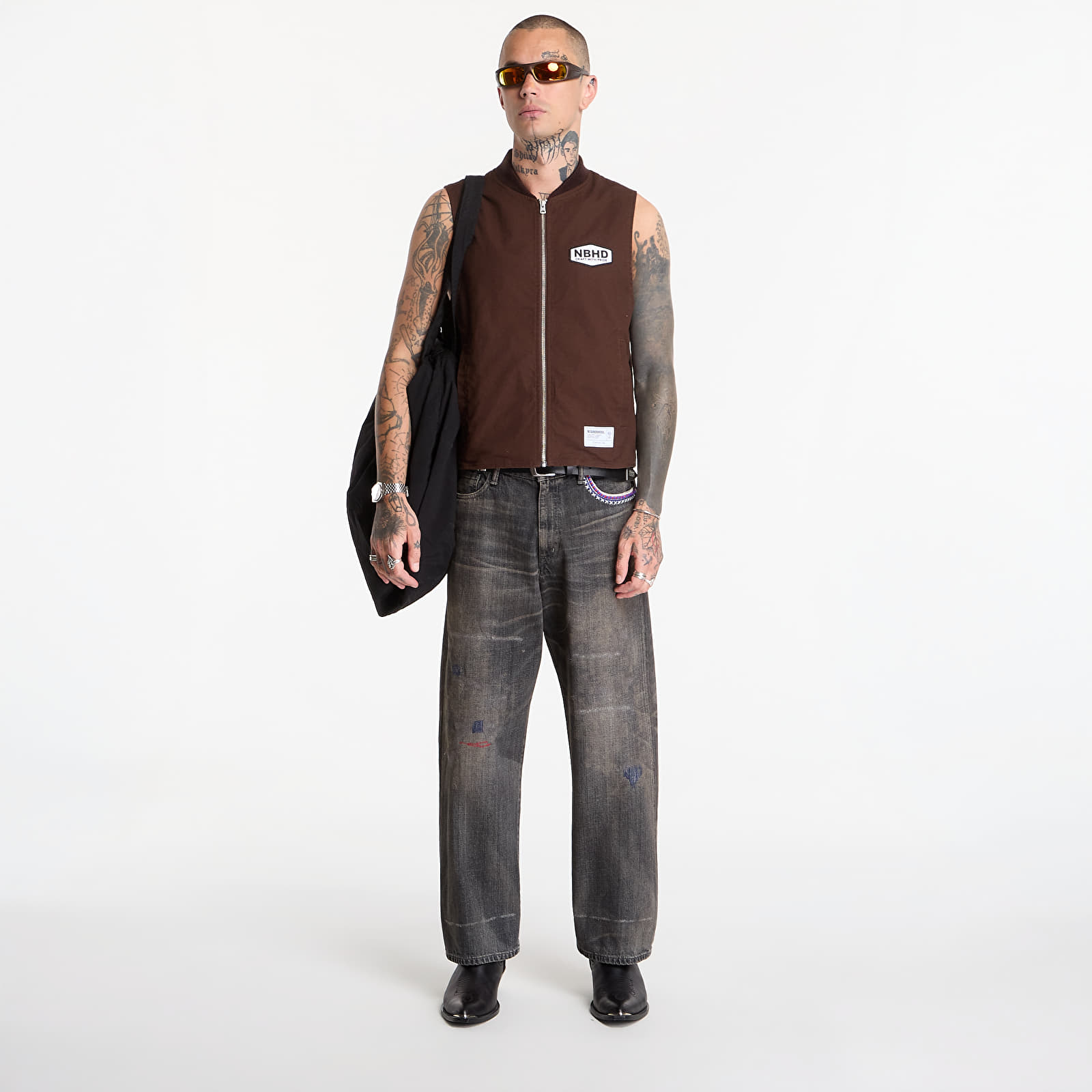 Vester NEIGHBORHOOD Zip Work Vest Brown