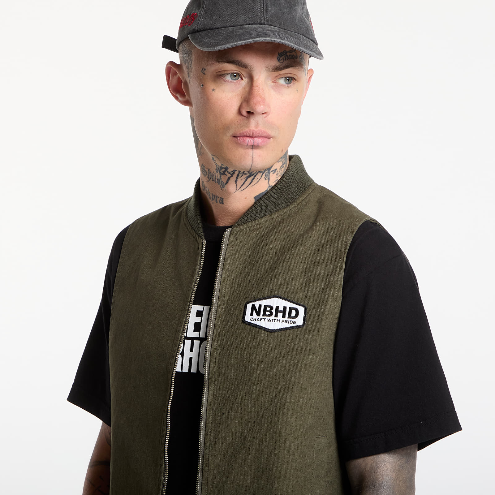 Vester NEIGHBORHOOD Zip Work Vest Olive Drab