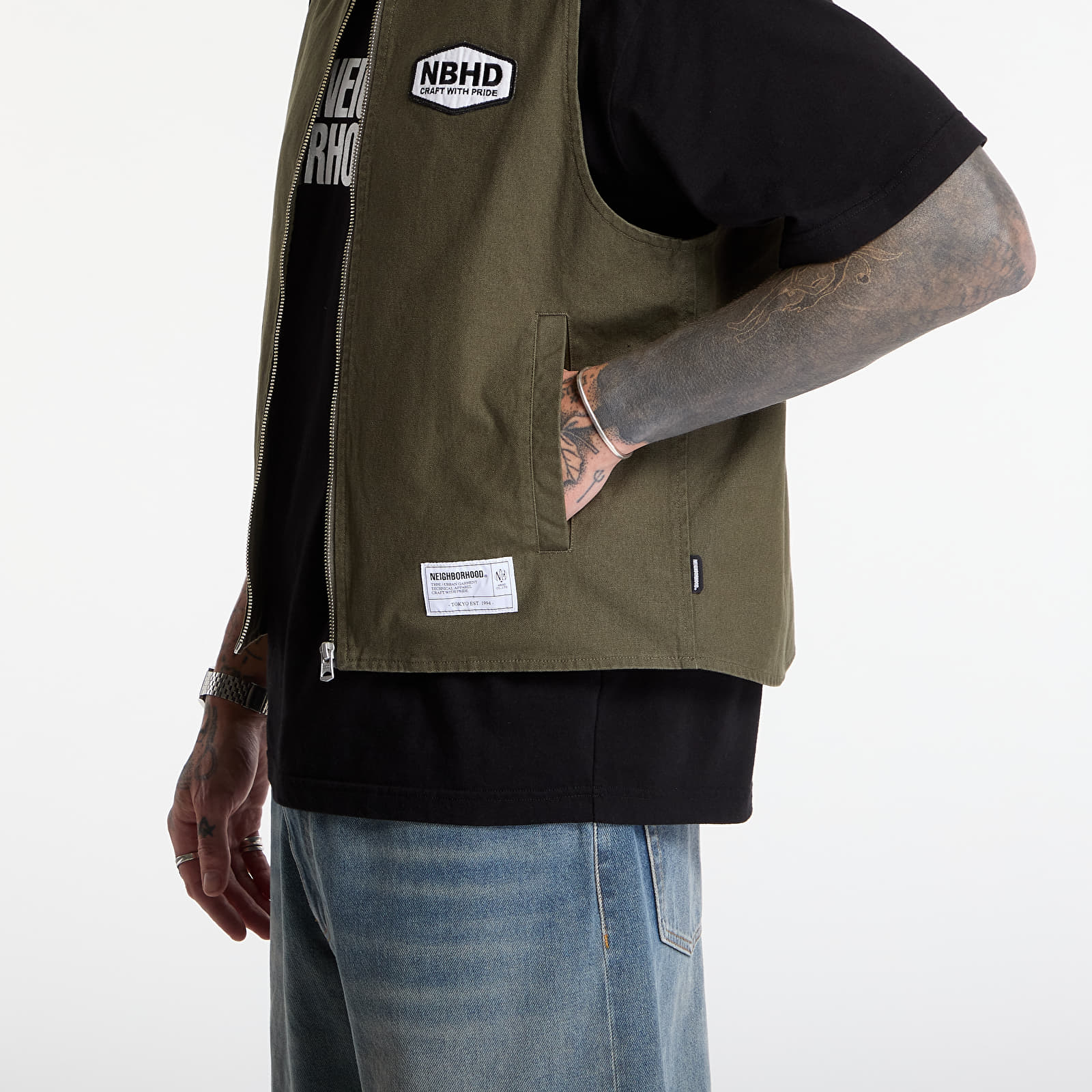 Vester NEIGHBORHOOD Zip Work Vest Olive Drab