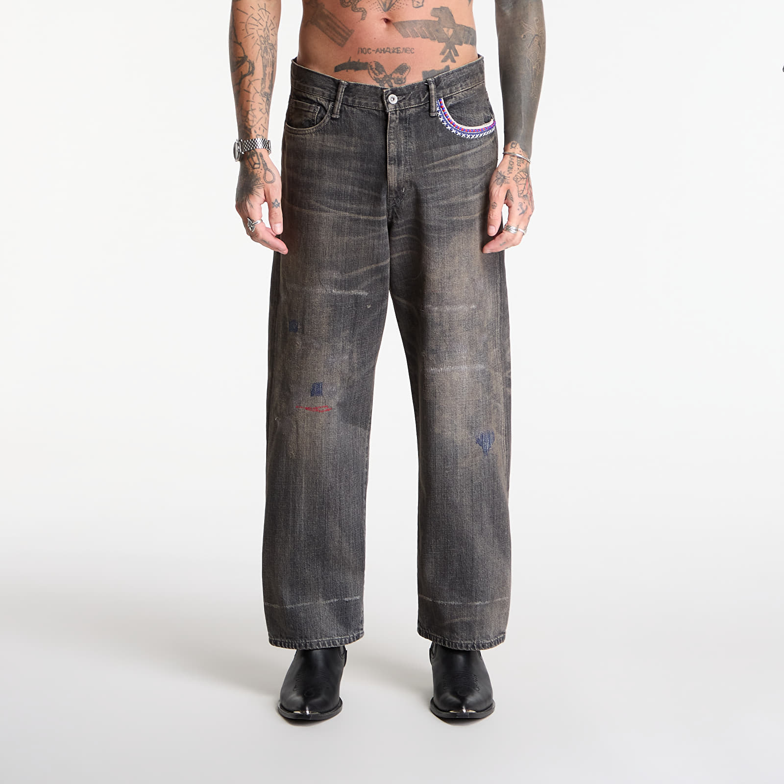 Džinsai NEIGHBORHOOD Savage Denim Dp Wide Pants Black