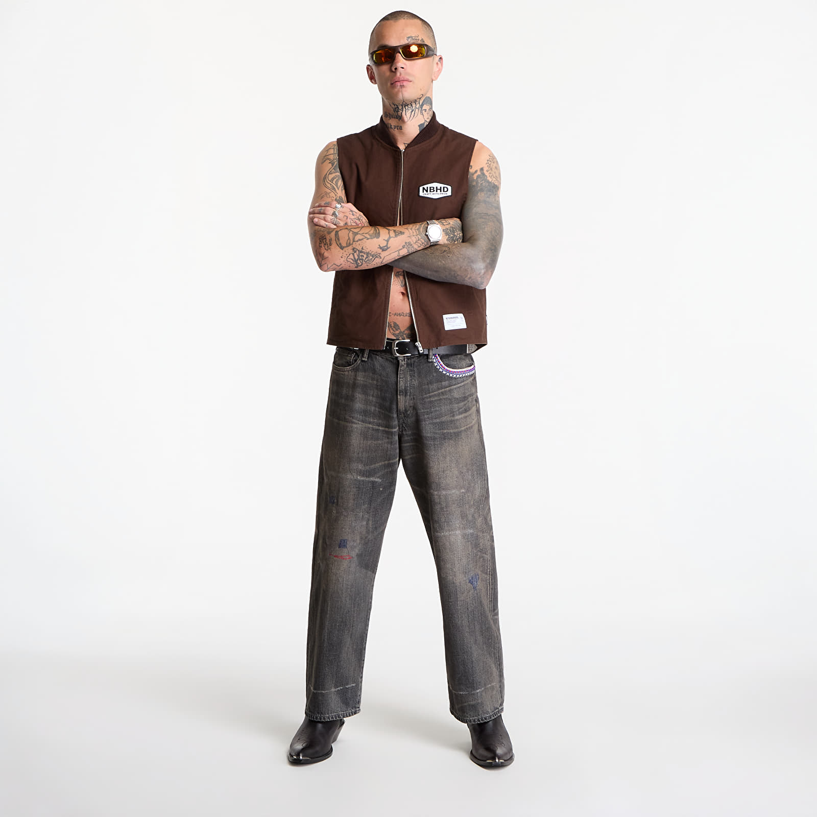Džinsai NEIGHBORHOOD Savage Denim Dp Wide Pants Black