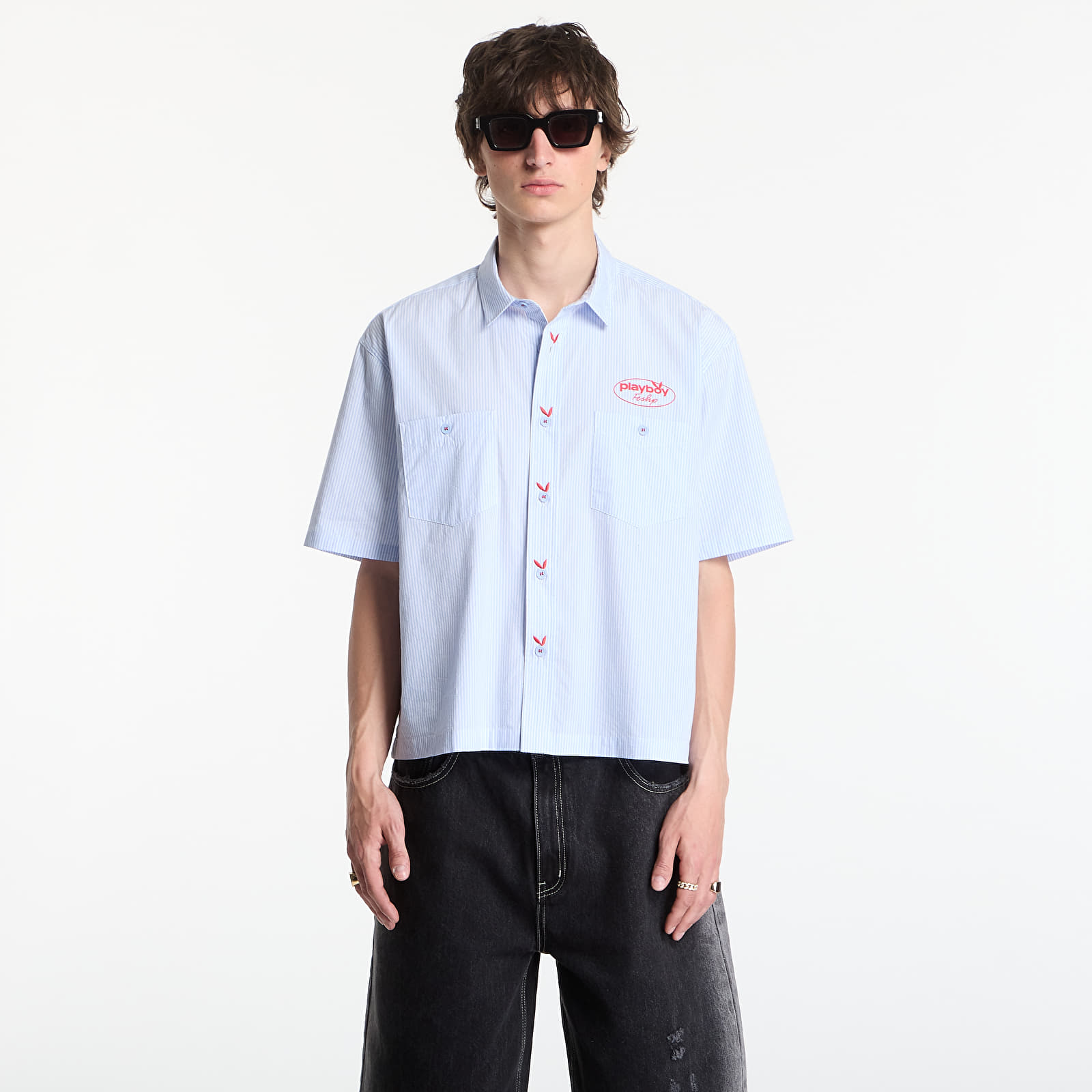Vīriešu krekli Playboy x FTSHP Work Shirt Blue Stripes
