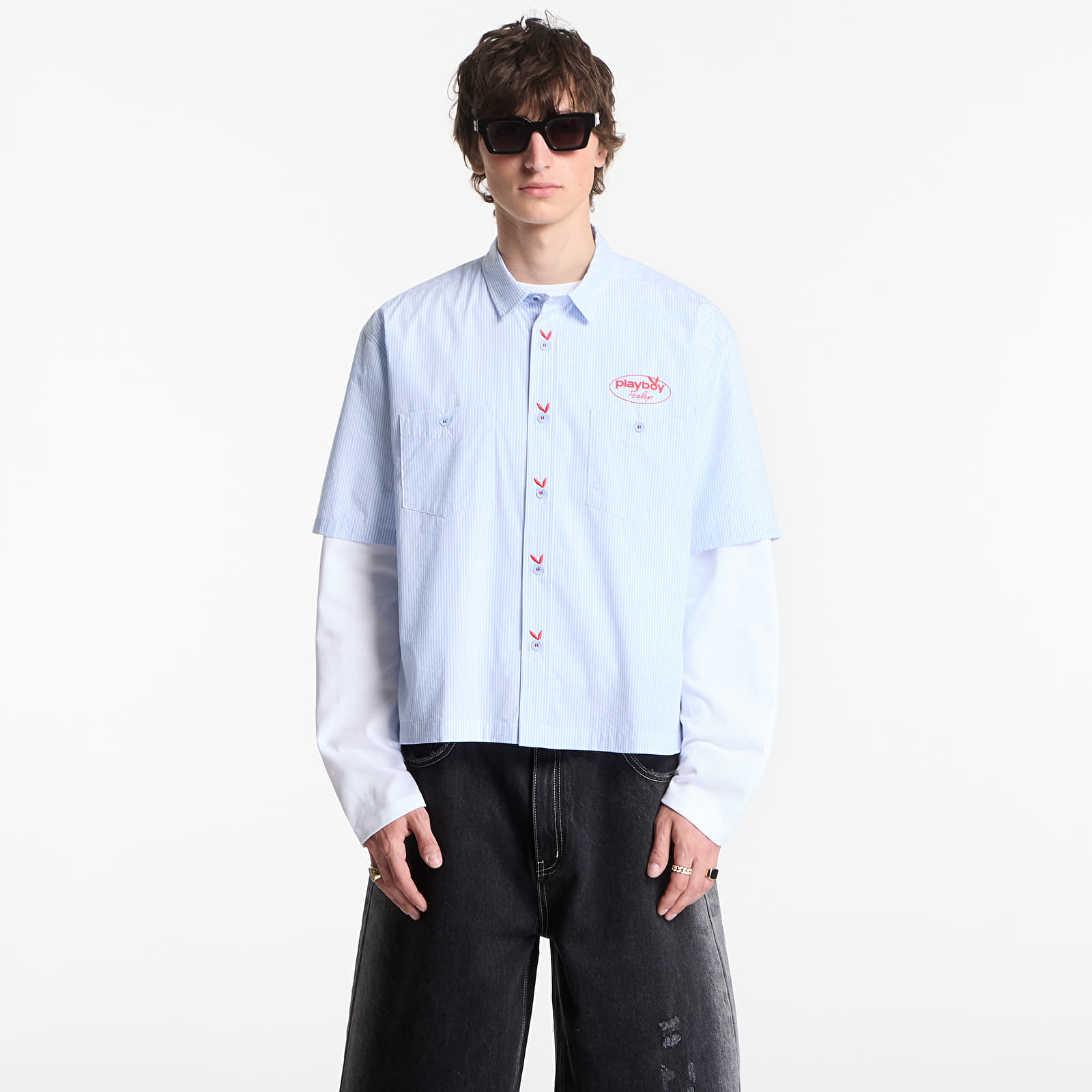 Vīriešu krekli Playboy x FTSHP Work Shirt Blue Stripes