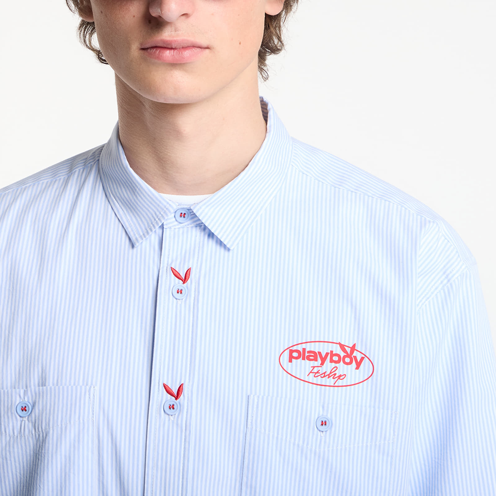 Vīriešu krekli Playboy x FTSHP Work Shirt Blue Stripes