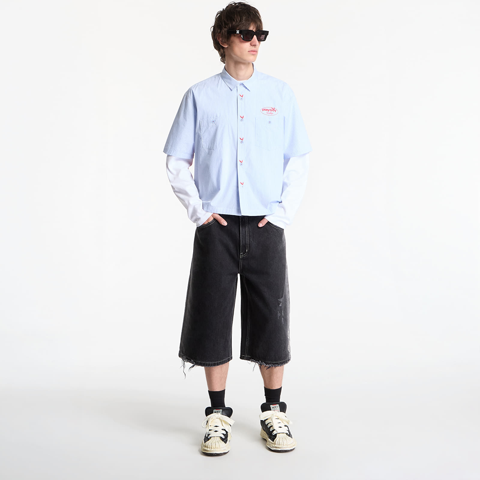 Vīriešu krekli Playboy x FTSHP Work Shirt Blue Stripes
