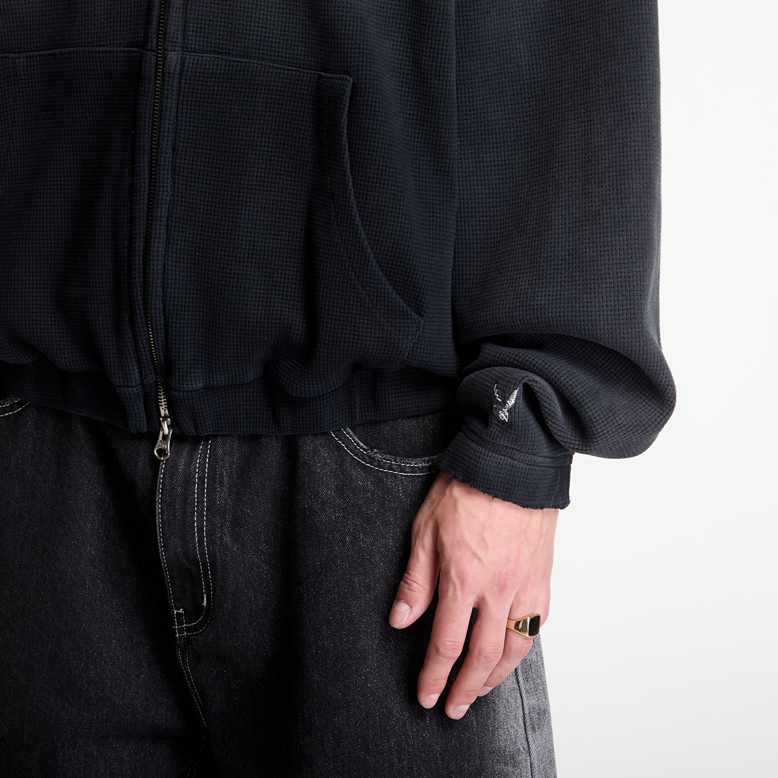 Felpe con cappuccio uomo Playboy x FTSHP Waffle Hoodie Dark Grey
