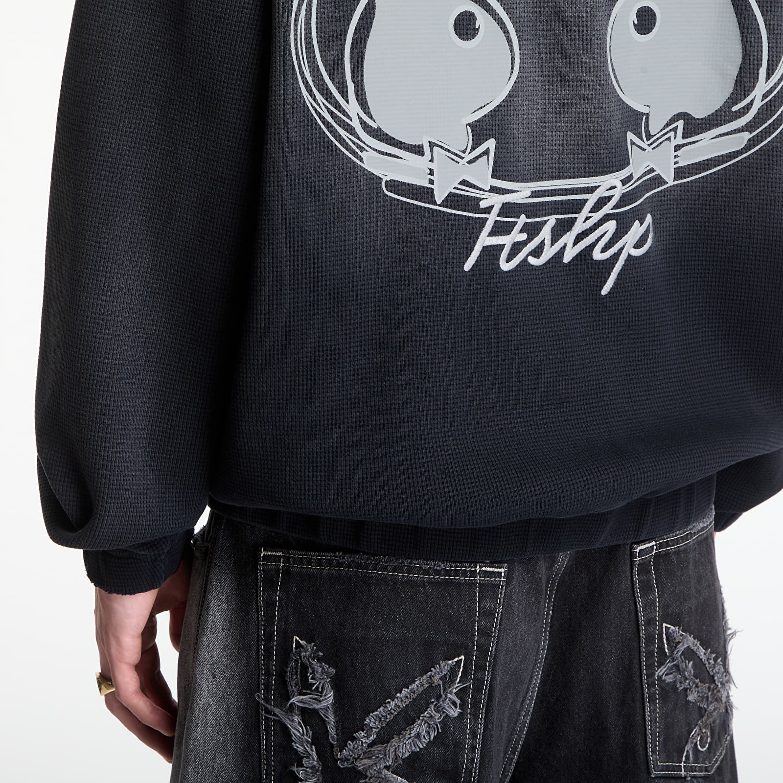 Felpe con cappuccio uomo Playboy x FTSHP Waffle Hoodie Dark Grey