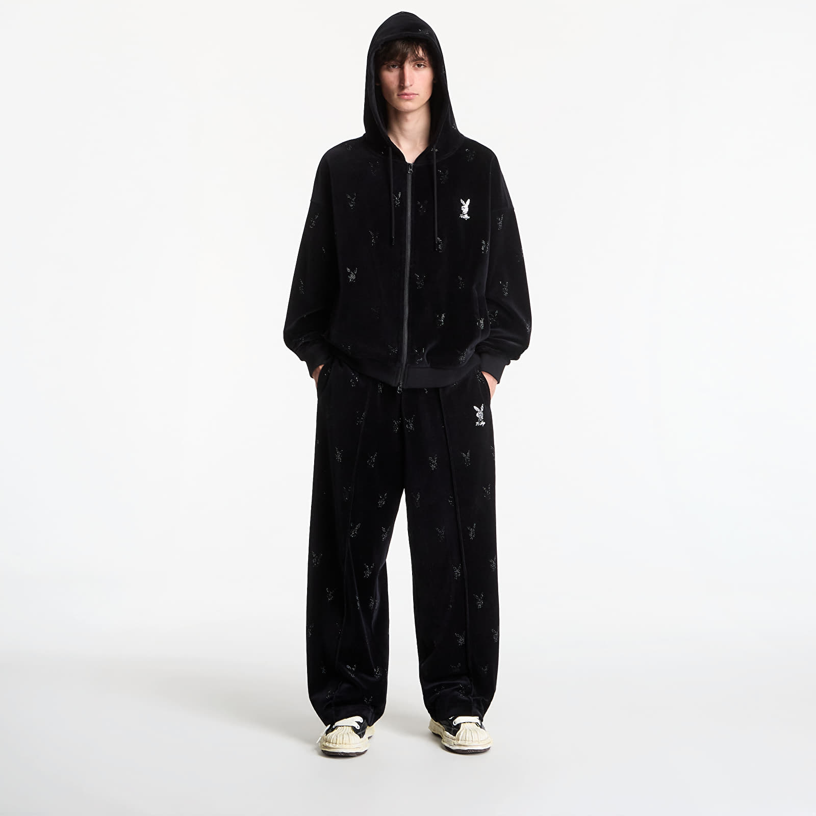 Ανδρικές φόρμες Playboy x FTSHP Velvet Sweatpants Black