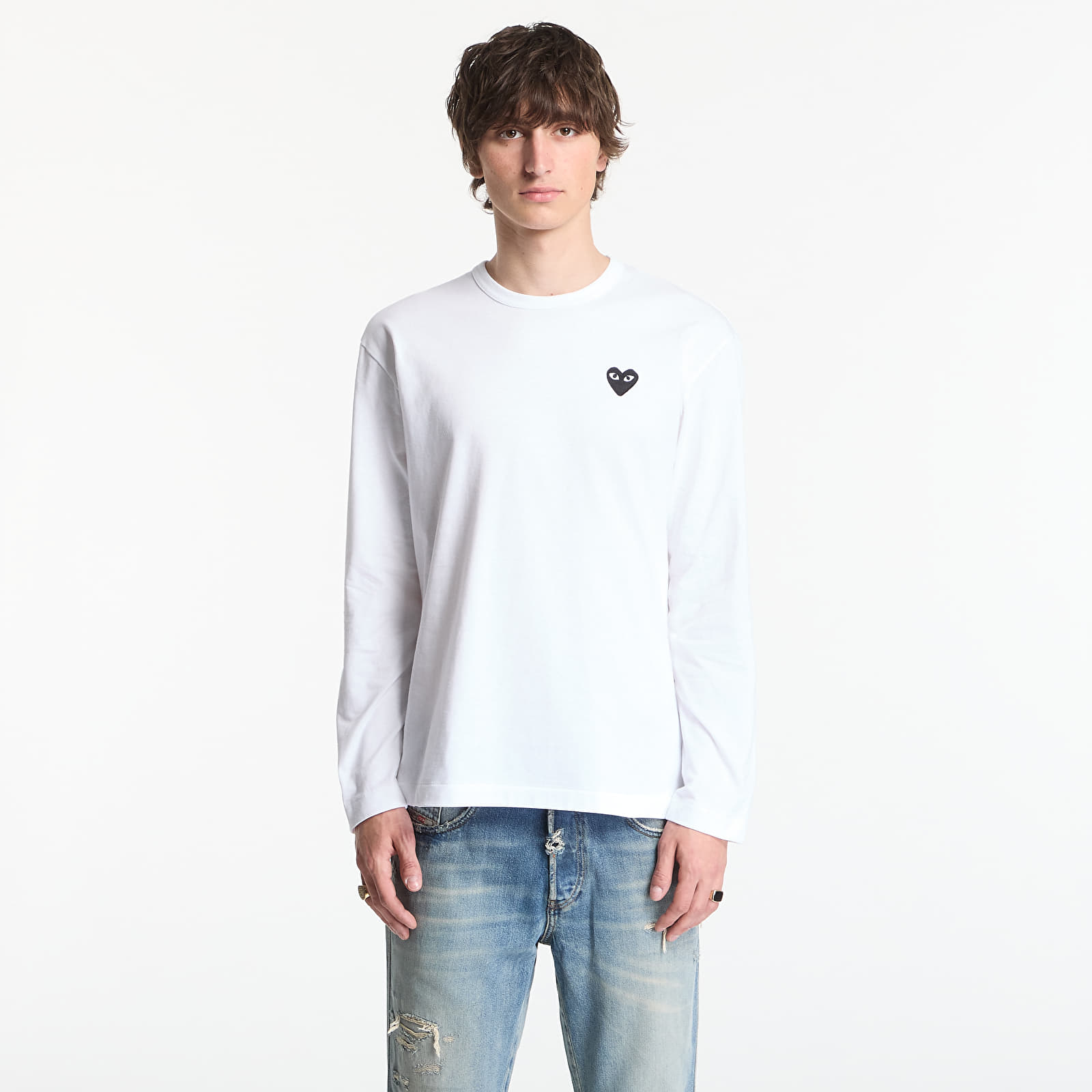 Футболки Comme des Garçons PLAY T-Shirt Black Emblem Knit UNISEX White