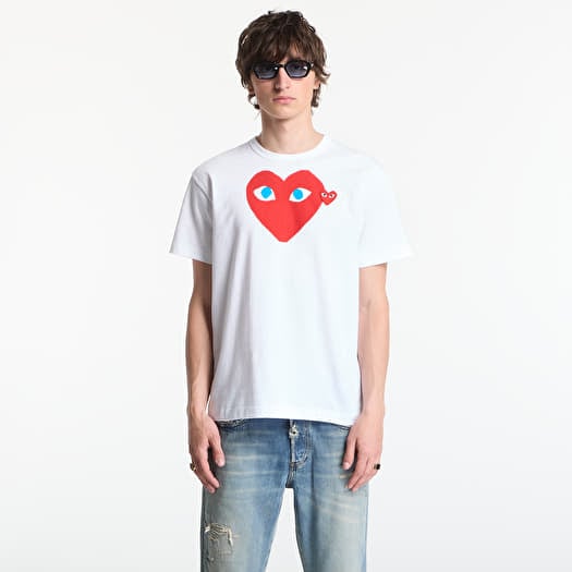 Comme des Garçons PLAY T-Shirt Red Emblem Knit UNISEX White