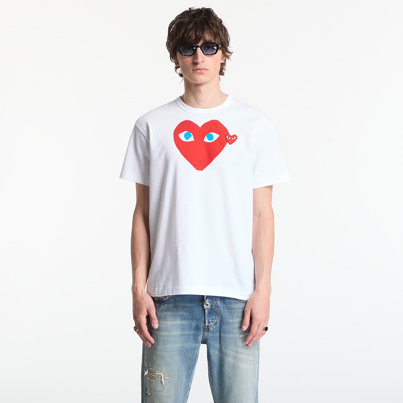 T-shirts Comme des Garçons PLAY T-Shirt Red Emblem Knit UNISEX White