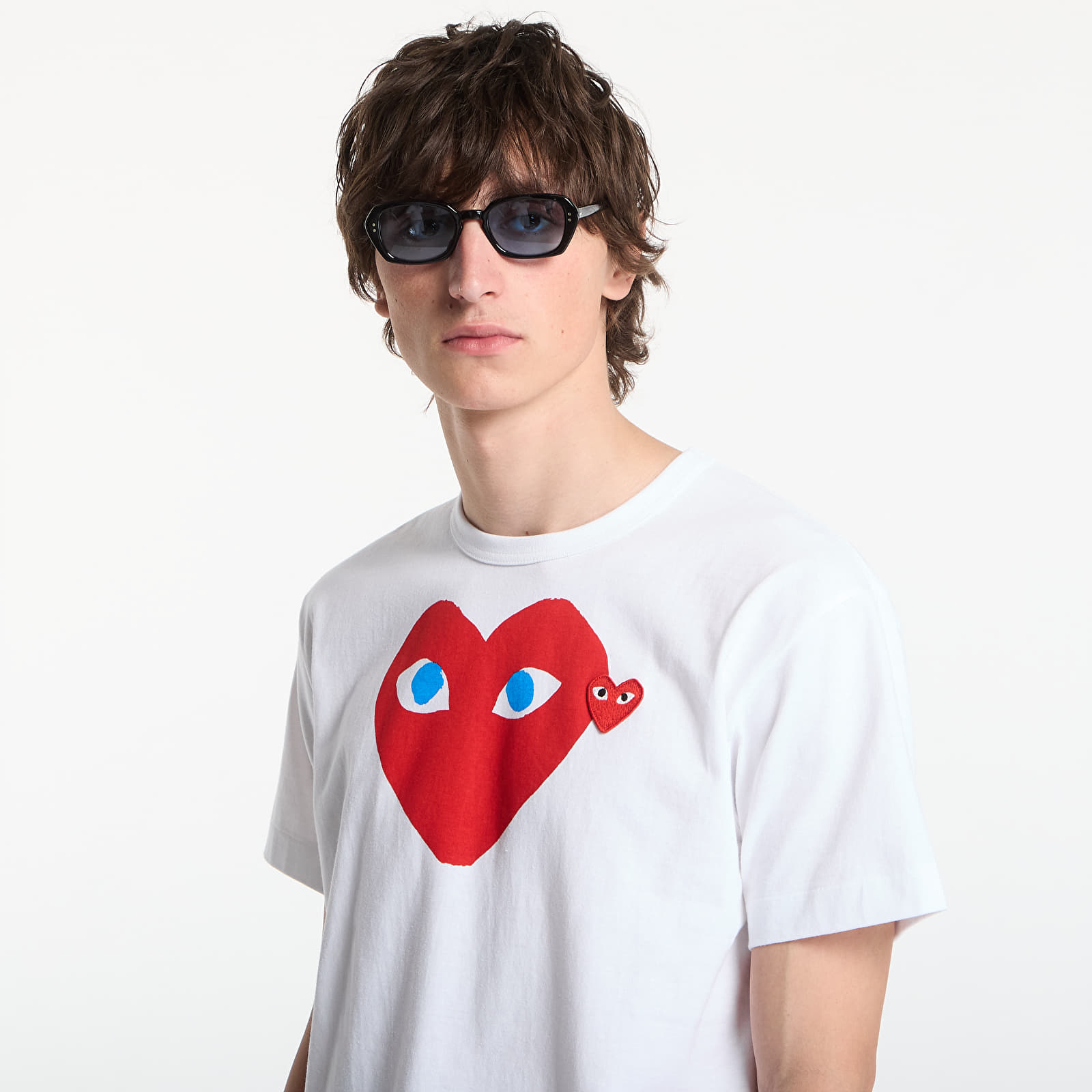 T-shirts Comme des Garçons PLAY T-Shirt Red Emblem Knit UNISEX White
