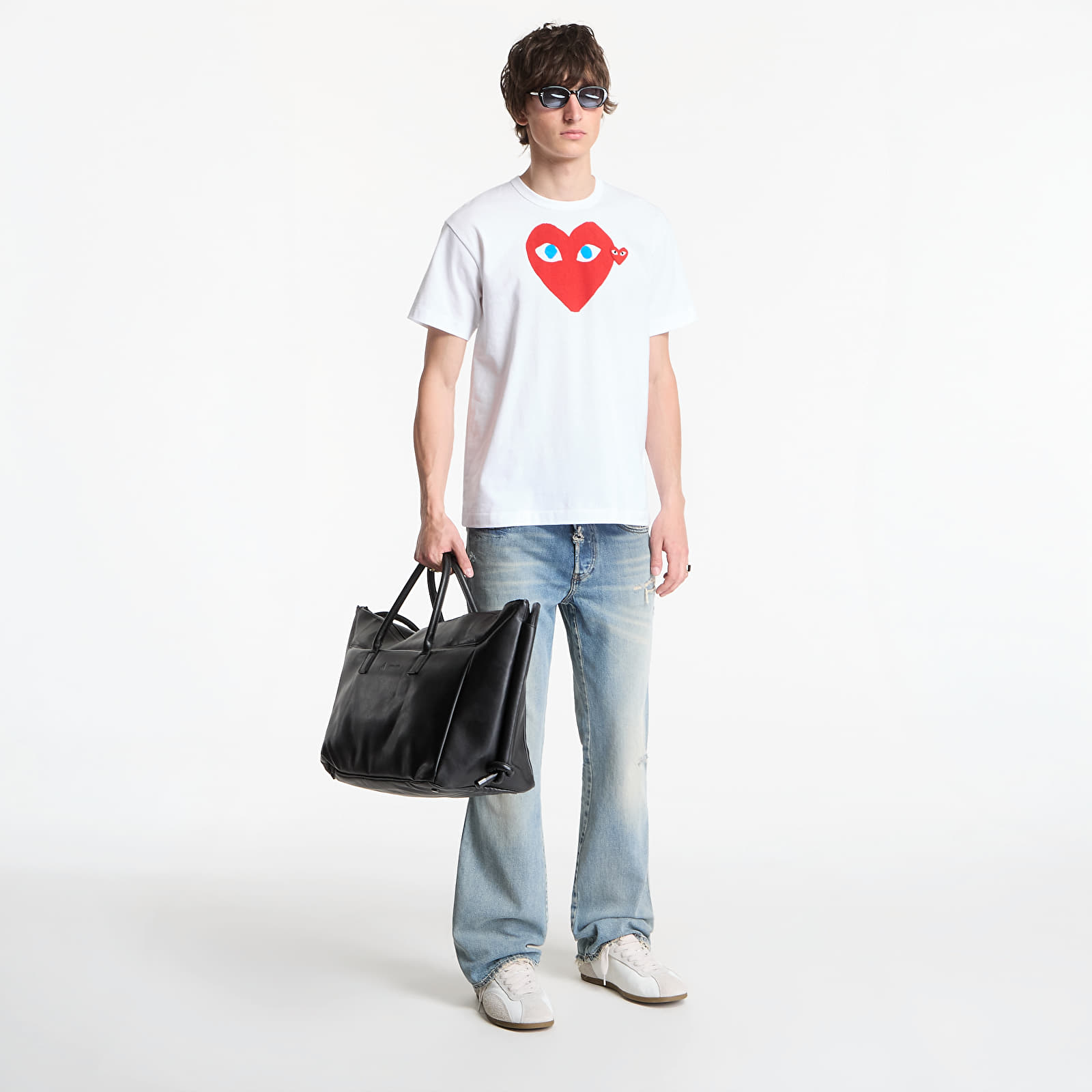 T-shirts Comme des Garçons PLAY T-Shirt Red Emblem Knit UNISEX White