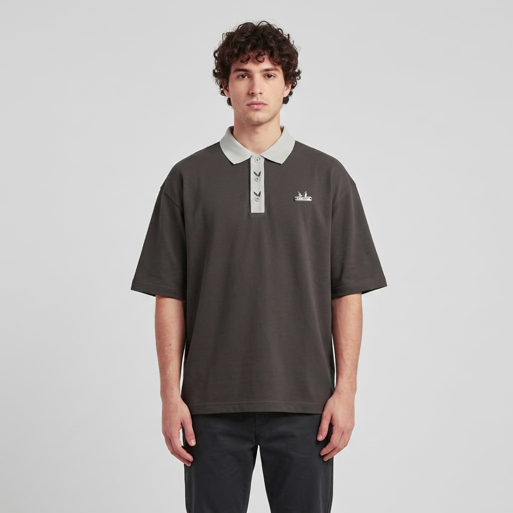 Magliette da uomo Playboy x FTSHP Short Sleeve Polo Dark Grey